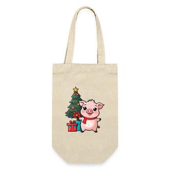 Cute pig celebrating Christmas. - Gift Bag for Bottles - nature - Front