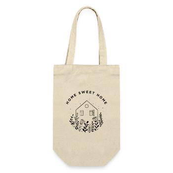 Home Sweet Home - Botanical Line Art - Geschenkbeutel für Flaschen - Natur - Vorne