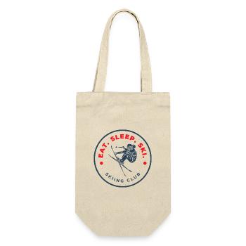 Eat Sleep Ski Skiclub - Geschenkbeutel für Flaschen - Natur - Vorne
