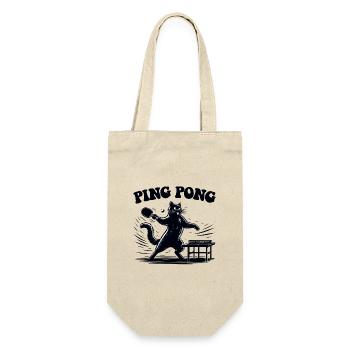 Table Tennis Katze Pingpong Black Cat Dad Outfit - Gift Bag for Bottles - nature - Front