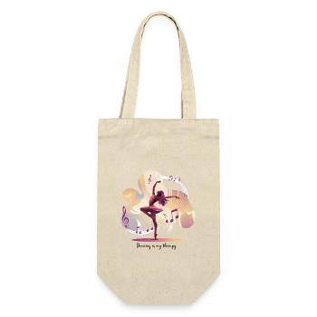 Dancing is My Therapy – Dancing Ballet Hip-Hop - Gift Bag for Bottles - nature - Front