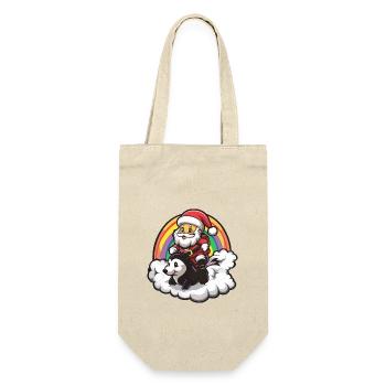 Stinktier Weihnachtsmann Regenbogen - Geschenkbeutel für Flaschen - Natur - Vorne