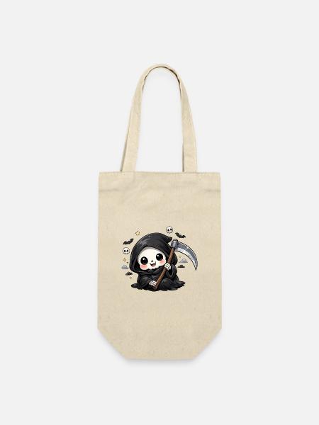 Kuscheliger Grim Reaper mit Sense - Geschenkbeutel für Flaschen - Natur