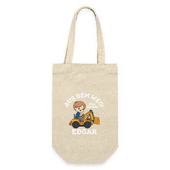 Edgar Vorname Bagger - Geschenkbeutel für Flaschen - Natur - Vorne