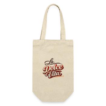 La Dolce Vita Retro Script - Geschenkbeutel für Flaschen - Natur - Vorne