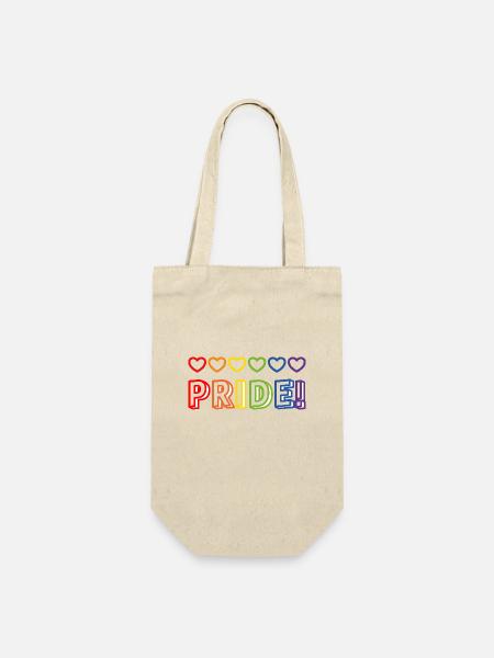 Pride Regenbogenherzen - Geschenkbeutel für Flaschen - Natur