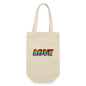Regenbogen-Text LOVE LGBT Pride Month - Geschenkbeutel für Flaschen - Natur - Vorne