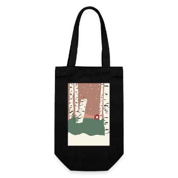Poster Birch Forest Scandinavia - Gift Bag for Bottles - black - Front