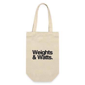 Weights & Watts - Tshirt für Triathlon und Gym - Geschenkbeutel für Flaschen - Natur - Vorne