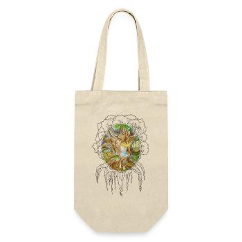 Baum der Weisheit, Wurzel, Spiegel, Mädchen - Geschenkbeutel für Flaschen - Natur - Vorne