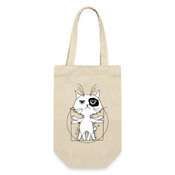 Katze da Vinci - Geschenkbeutel für Flaschen - Natur - Vorne