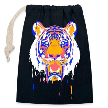 Paint tiger - Closable cotton gift bag (14x20cm) - navy - Front