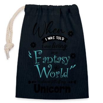 Fantasy World - Closable cotton gift bag (14x20cm) - navy - Front