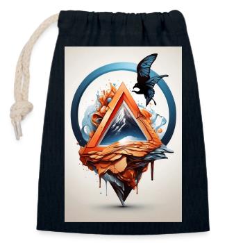 Eagle on melting mountains - Closable cotton gift bag (14x20cm) - navy - Front