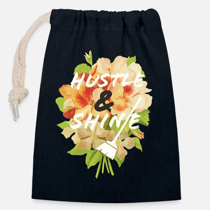 Hustle & Shine - Sac cadeau en coton avec cordon (14 x 20 cm) - bleu marine