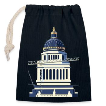 Palais de Justice - Sac cadeau en coton avec cordon (14 x 20 cm) - bleu marine - Devant