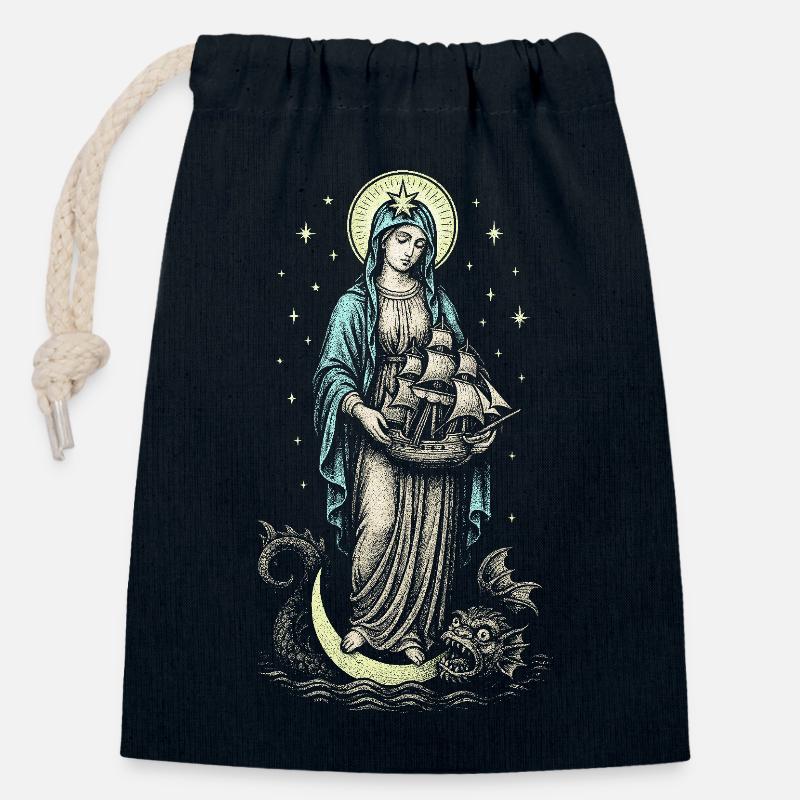 Stella Maris - Sac cadeau en coton avec cordon (14 x 20 cm) - bleu marine