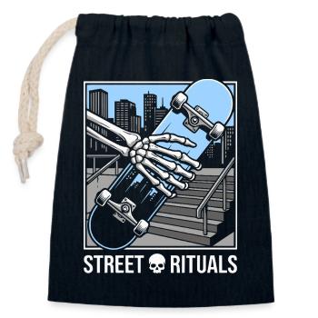 Skater Street Rituals Shirt, Hoodie, Bag und Cap - Verschließbarer Geschenkbeutel aus Baumwolle (14x20cm) - Navy - Vorne