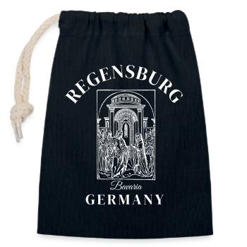 Ratisbonne, Allemagne, Bavière, Deutschland - Sac cadeau en coton avec cordon (14 x 20 cm) - bleu marine - Devant