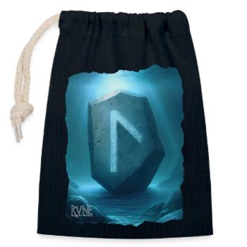 Oeuvre de runes de Laguz - Sac cadeau en coton avec cordon (14 x 20 cm) - bleu marine - Devant