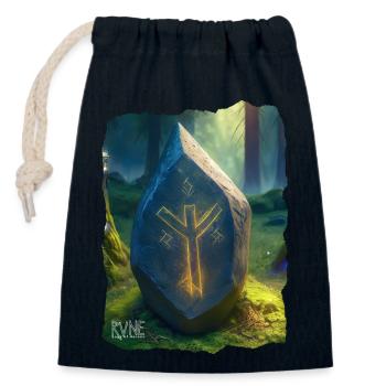 Oeuvre de Rune Elhaz - Sac cadeau en coton avec cordon (14 x 20 cm) - bleu marine - Devant