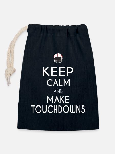 Keep Calm and Make Touchdowns - Verschließbarer Geschenkbeutel aus Baumwolle (14x20cm) - Navy