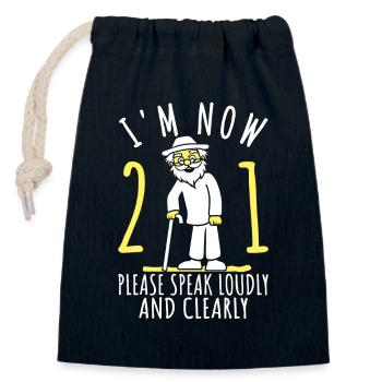 21st birthday 21st 21st I am now 21 years old - Closable cotton gift bag (14x20cm) - navy - Front