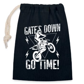 Dirtbike Rider Gate ́s Down MX Motocross Supercross - Sac cadeau en coton avec cordon (14 x 20 cm) - bleu marine - Devant