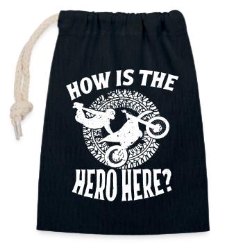 Dirt Bike Rider Hero ici MX Motocross Supercross - Sac cadeau en coton avec cordon (14 x 20 cm) - bleu marine - Devant