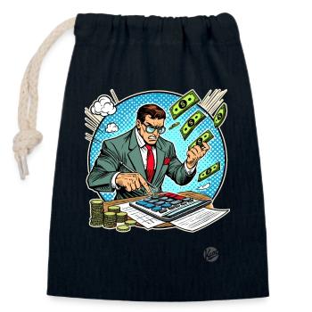 Comptable super-héros - Sac cadeau en coton avec cordon (14 x 20 cm) - bleu marine - Devant