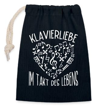 Piano Musicien Piano Love Piano - Sac cadeau en coton avec cordon (14 x 20 cm) - bleu marine - Devant