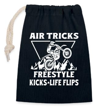 Dirtbike Rider Air Tricks MX Motocross Supercross - Sac cadeau en coton avec cordon (14 x 20 cm) - bleu marine - Devant