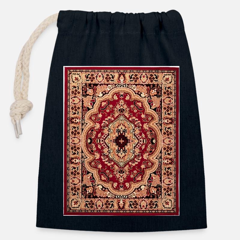 Originel Teppich design - Verschließbarer Geschenkbeutel aus Baumwolle (14x20cm) - Navy