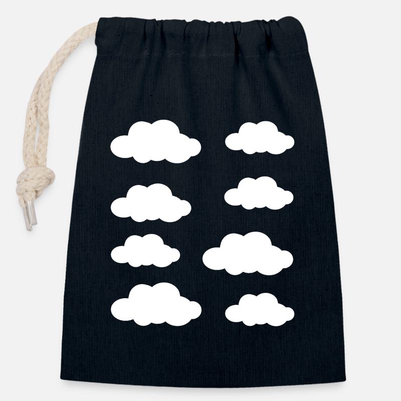Weiße Wolken - Verschließbarer Geschenkbeutel aus Baumwolle (14x20cm) - Navy