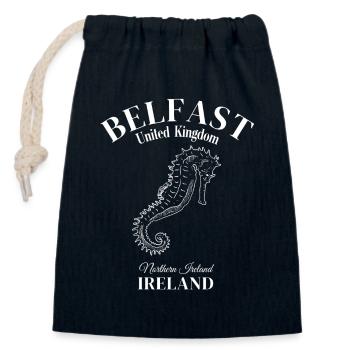 Belfast, Northern Ireland, United Kingdom - Closable cotton gift bag (14x20cm) - navy - Front