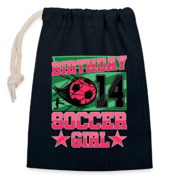 14ème anniversaire Fille Soccer 14 ans Cadeaux - Sac cadeau en coton avec cordon (14 x 20 cm) - bleu marine - Devant