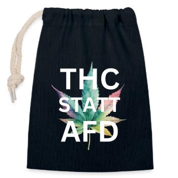 T-Shirt : THC au lieu de l’AfD, racisme, fumer de l’herbe, cannabis - Sac cadeau en coton avec cordon (14 x 20 cm) - bleu marine - Devant