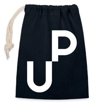 UP (negative) - Closable cotton gift bag (14x20cm) - navy - Front