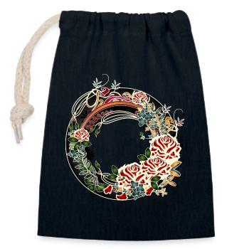 timelessly beautiful rose garden Art Nouveau frame - Closable cotton gift bag (14x20cm) - navy - Front
