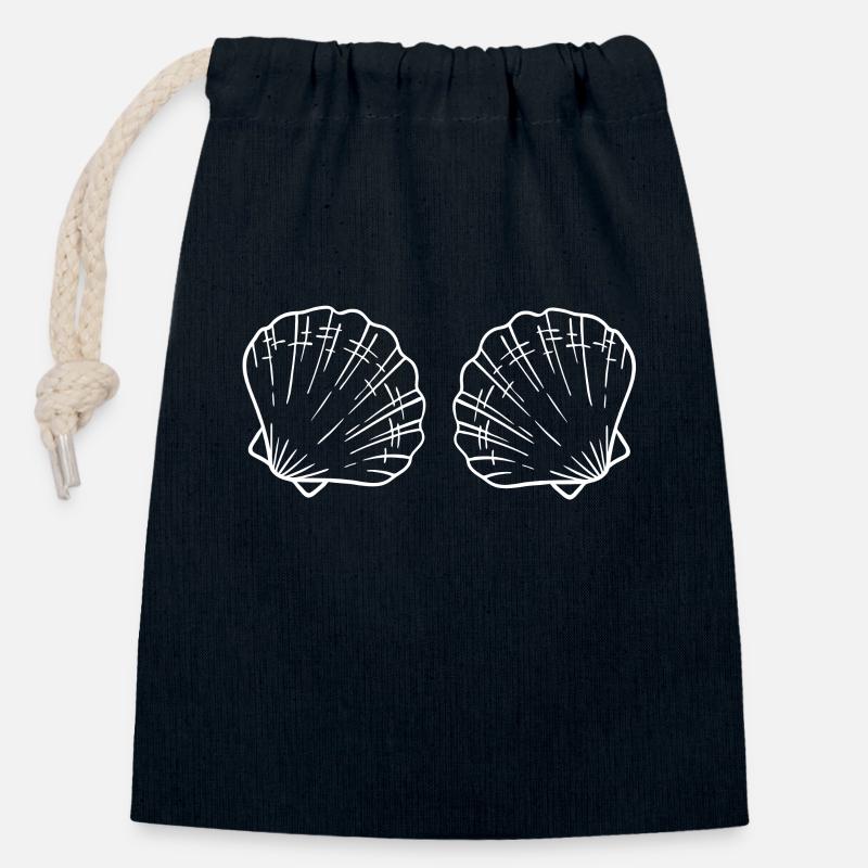 Soutien-gorge coquillage BH Shell Shelling Bag Coquillage - Sac cadeau en coton avec cordon (14 x 20 cm) - bleu marine