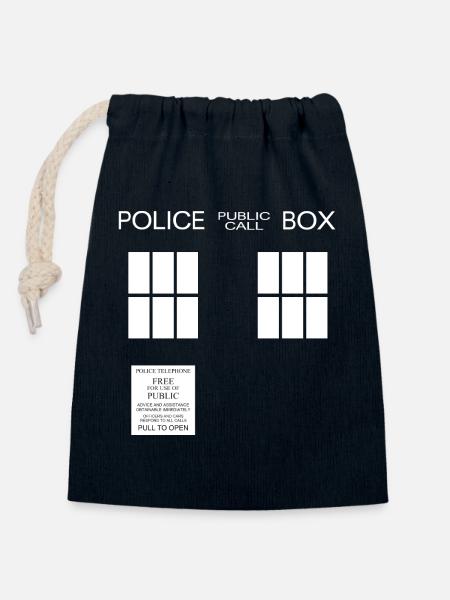 Police box - Verschließbarer Geschenkbeutel aus Baumwolle (14x20cm) - Navy