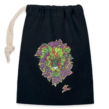 Lion Feuillu Coloré Jungle - Sac cadeau en coton avec cordon (14 x 20 cm) - bleu marine - Devant