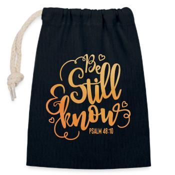 Be still and know - Closable cotton gift bag (14x20cm) - navy - Front