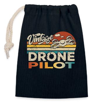 Drone Drone Drone Quadcopter Birthday - Closable cotton gift bag (14x20cm) - navy - Front