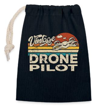 Drone Drone Drone Quadcopter Birthday - Closable cotton gift bag (14x20cm) - navy - Front