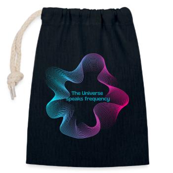 The universe speaks frequency - Verschließbarer Geschenkbeutel aus Baumwolle (14x20cm) - Navy - Vorne