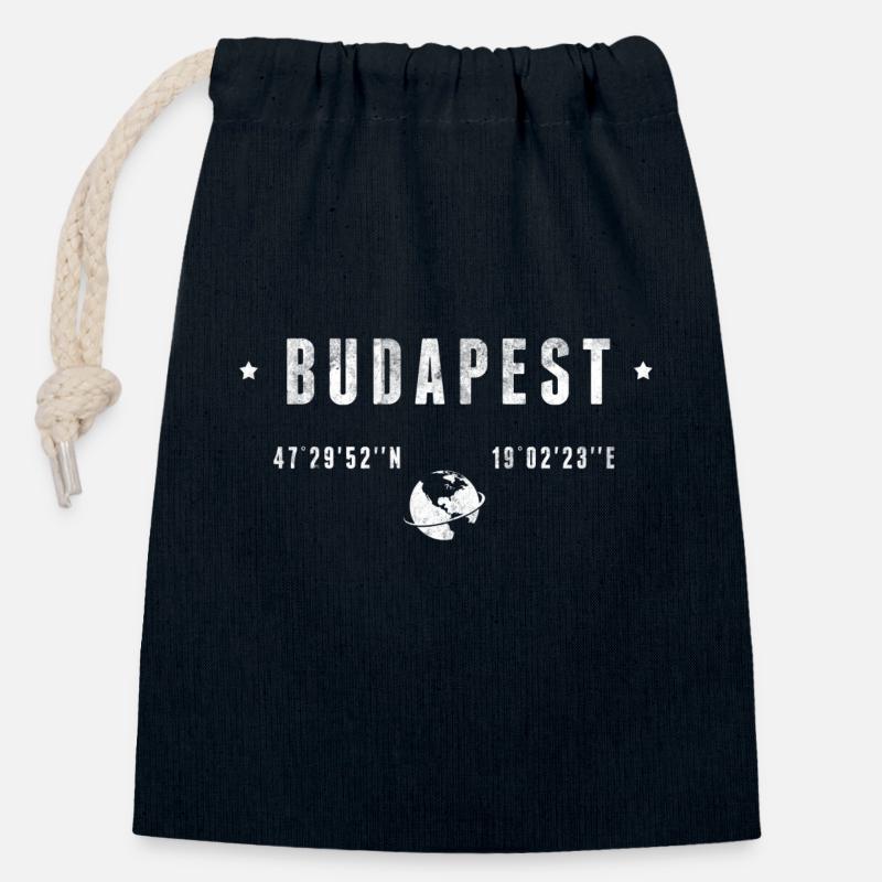 Budapest - Closable cotton gift bag (14x20cm) - navy