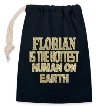 Florian - Closable cotton gift bag (14x20cm) - navy - Front