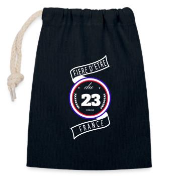 Fière d'être du 23 - Sac cadeau en coton avec cordon (14 x 20 cm) - bleu marine - Devant