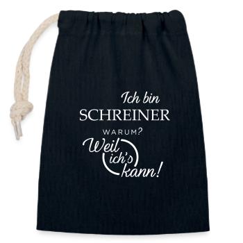 Ich bin Schreiner. Warum? Weil ichs kann! - Verschließbarer Geschenkbeutel aus Baumwolle (14x20cm) - Navy - Vorne